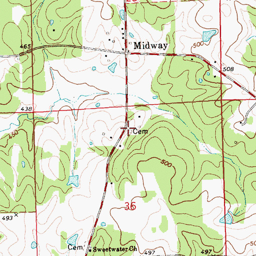 Topographic Map of Peets Cemetery, MS