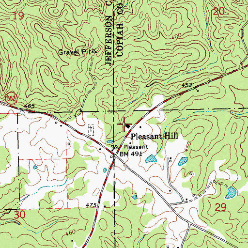 Topographic Map of Pleasant Hill Baptist Church, MS