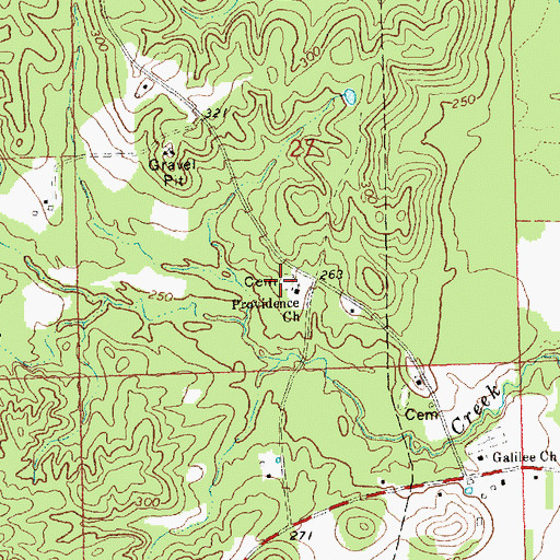 Topographic Map of Providence Cemetery, MS