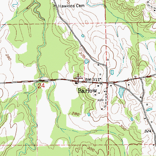 Topographic Map of Rehobeth-Barlow Cemetery, MS
