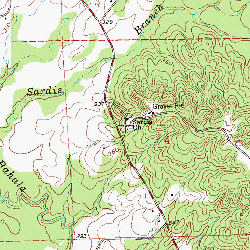 Topographic Map of Sardis Cemetery, MS
