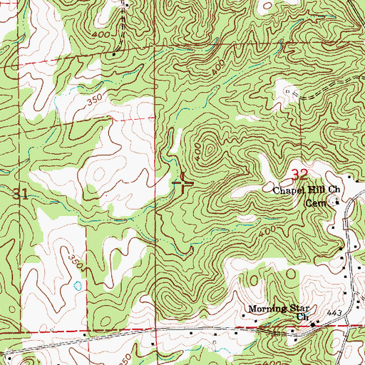 Topographic Map of Spring Hill Cemetery, MS