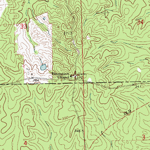 Topographic Map of Thompson Chapel Cemetery, MS