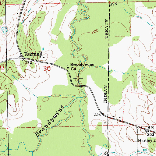 Topographic Map of Brandywine Spring, MS