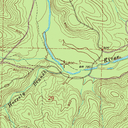 Topographic Map of Bread Creek, AR