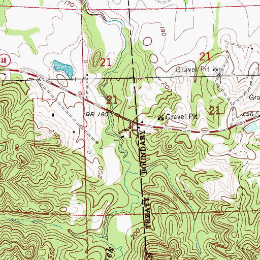 Topographic Map of China Grove Baptist Church (historical), MS