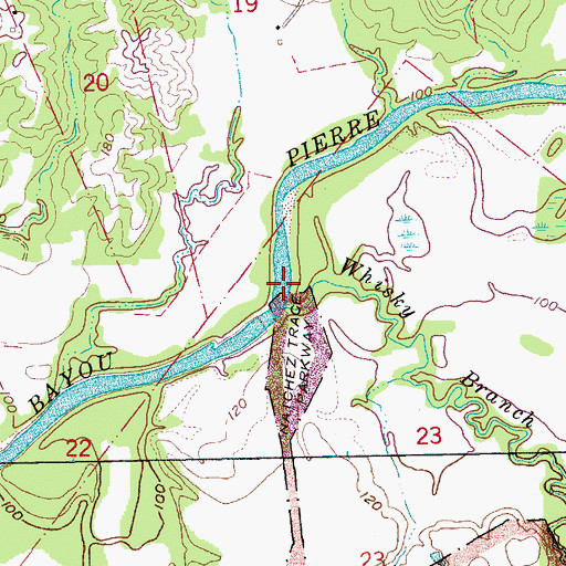 Topographic Map of Grindstone Ford, MS