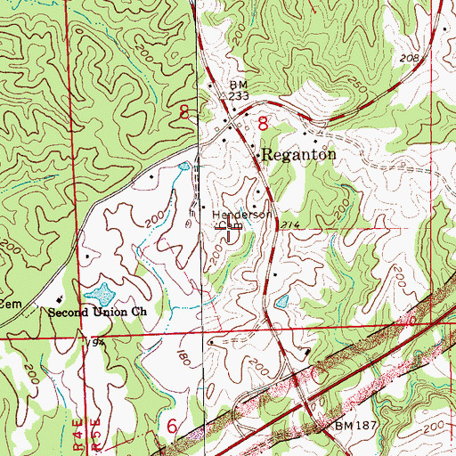 Topographic Map of Oak Ridge Plantation (historical), MS