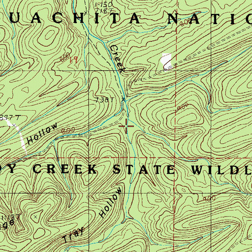 Topographic Map of Bread Tray Hollow, AR