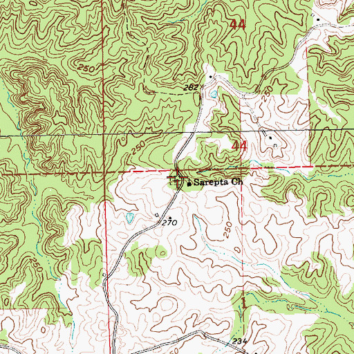 Topographic Map of Sarepta Cemetery, MS
