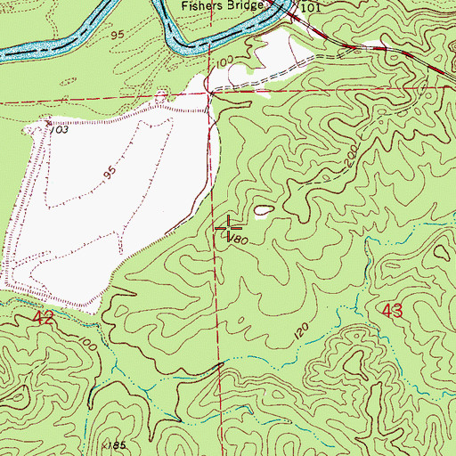 Topographic Map of Twin Halls Plantation (historical), MS