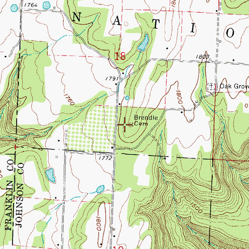 Topographic Map of Brendle Cemetery, AR