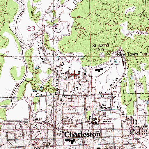 Topographic Map of Allen-Carver High School (historical), MS