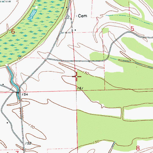 Topographic Map of Arcadia Plantation (historical), MS