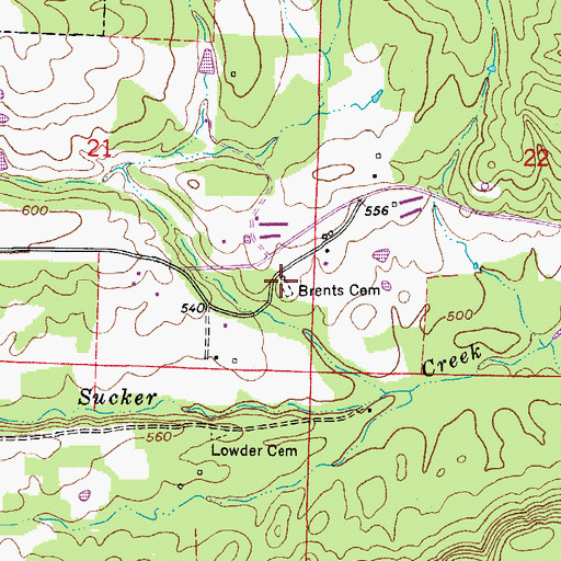 Topographic Map of Brents Cemetery, AR