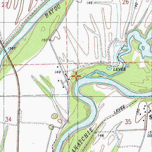 Topographic Map of Cassidy Bayou Landing, MS