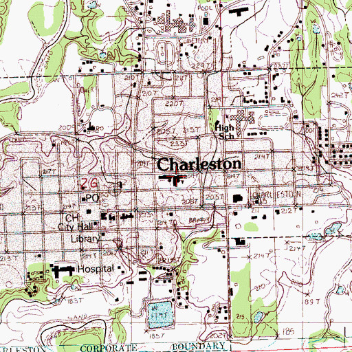Topographic Map of Charleston Elementary School, MS