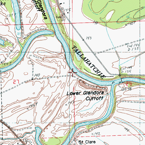 Topographic Map of Glendora Landing, MS