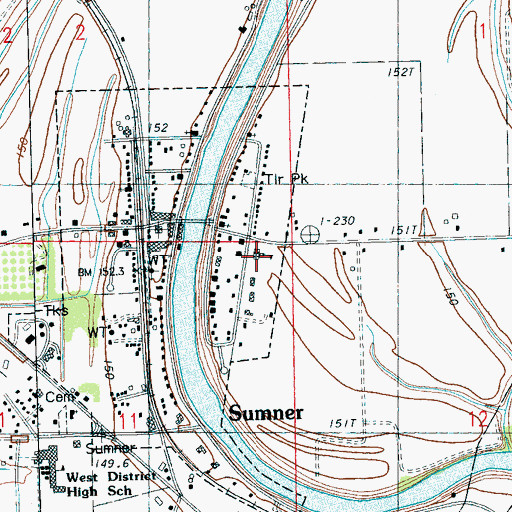 Topographic Map of Sumner Elementary School, MS