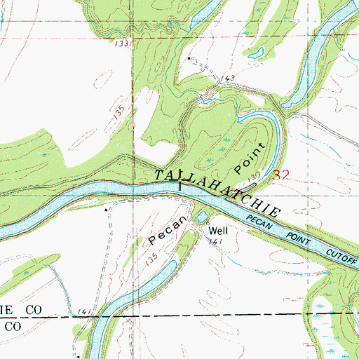 Topographic Map of Turners Landing, MS
