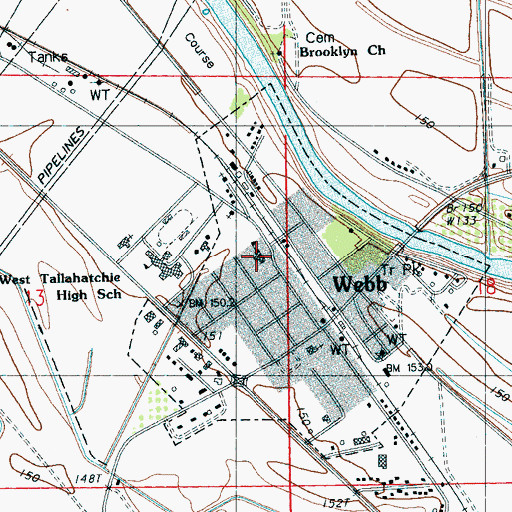 Topographic Map of West District Elementary School, MS