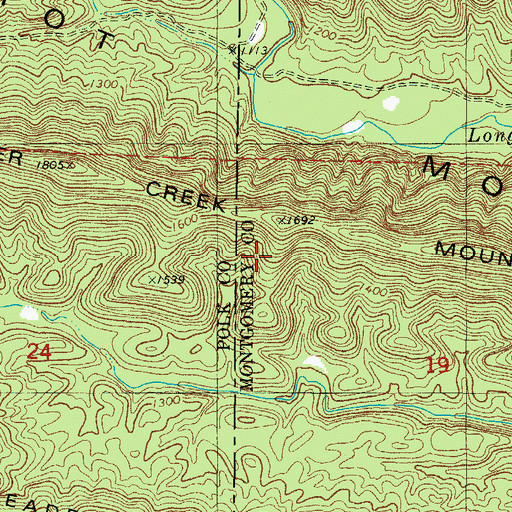 Topographic Map of Brier Creek Mountains, AR