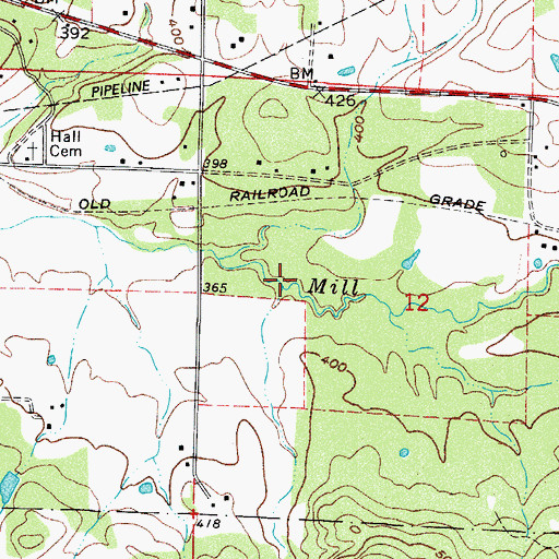 Topographic Map of Brock Creek, AR