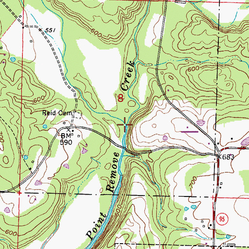 Topographic Map of Brock Creek, AR