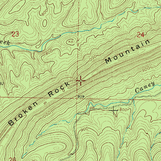 Topographic Map of Broken Rock Mountain, AR