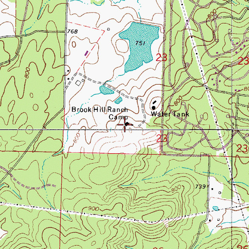 Topographic Map of Brook Hill Ranch Camp, AR