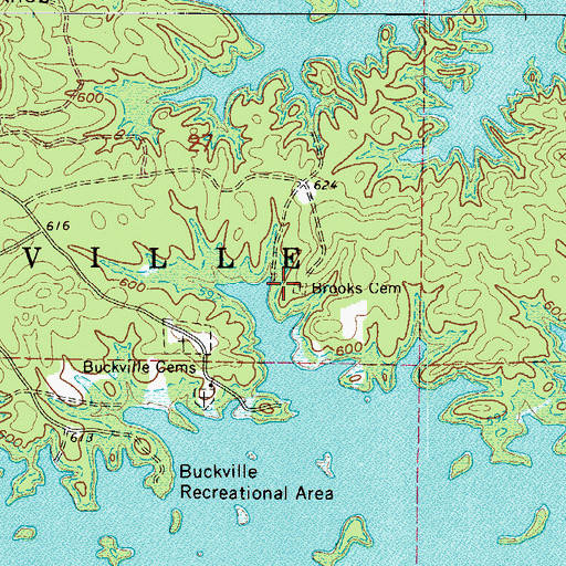 Topographic Map of Brooks Cemetery, AR