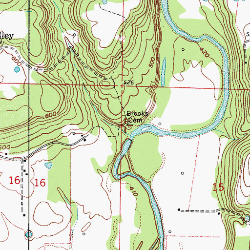 Topographic Map of Brooks Cemetery, AR