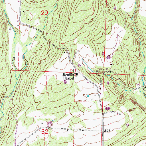 Topographic Map of Brooks Chapel, AR