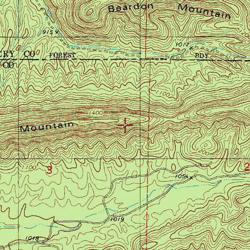 Topographic Map of Brooks Mountain, AR