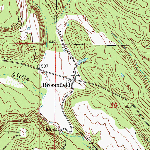 Topographic Map of Broomfield Church, AR
