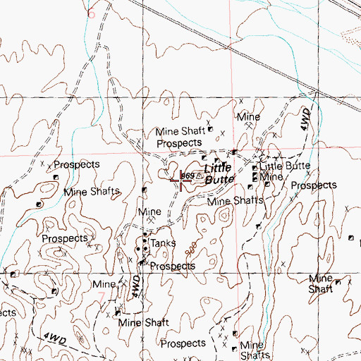 Topographic Map of Little Butte, AZ