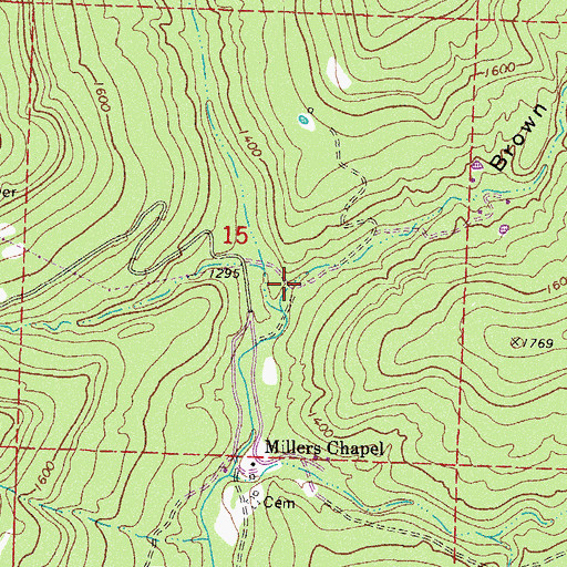 Topographic Map of Brown Hollow, AR