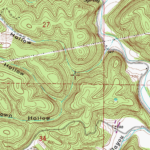Topographic Map of Brown Hollow, AR