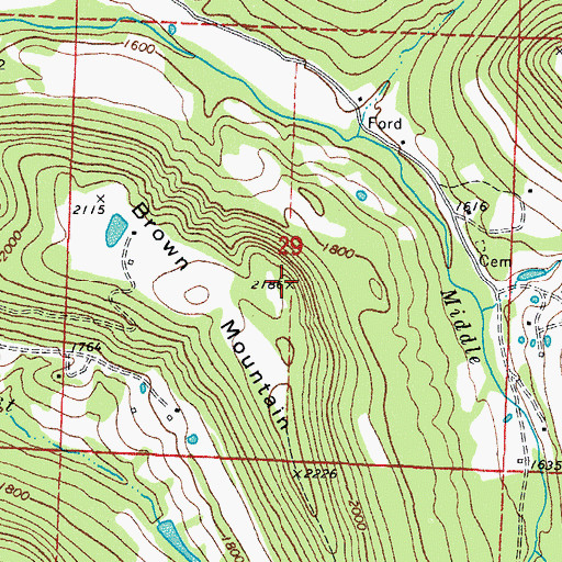 Topographic Map of Brown Mountain, AR