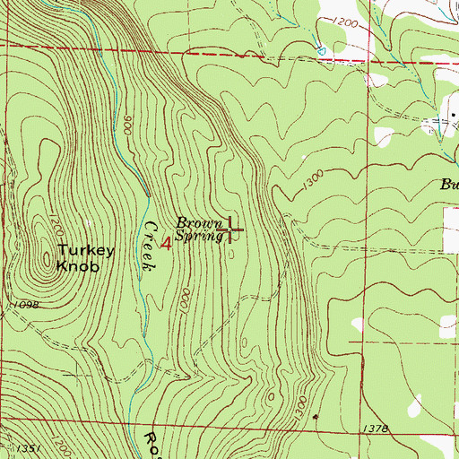 Topographic Map of Brown Spring, AR