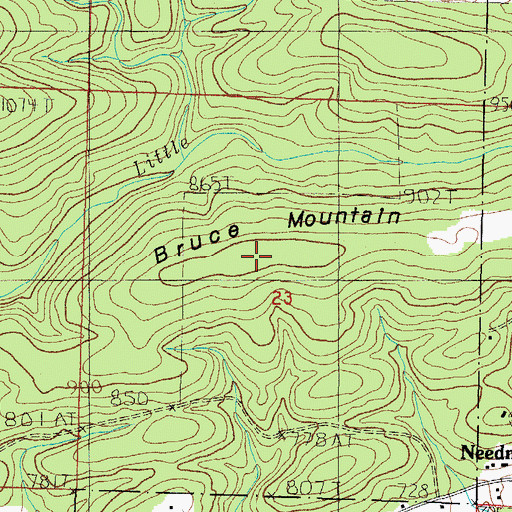 Topographic Map of Bruce Mountain, AR