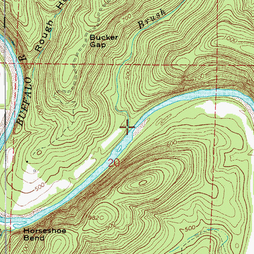 Topographic Map of Brush Creek, AR