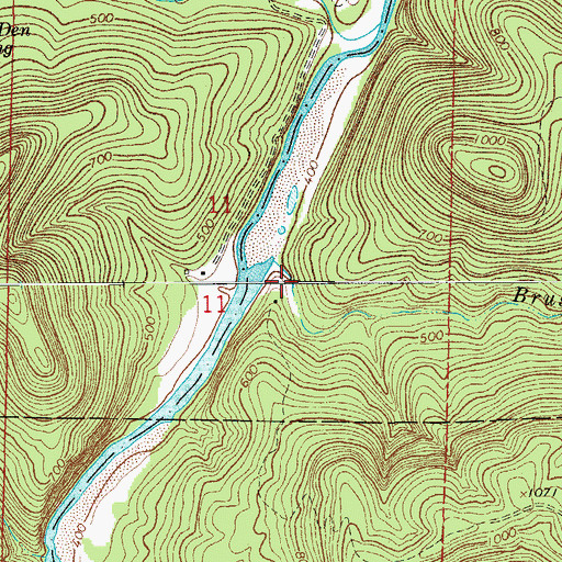 Topographic Map of Brush Creek, AR