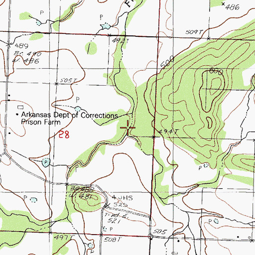 Topographic Map of Brushy Creek, AR