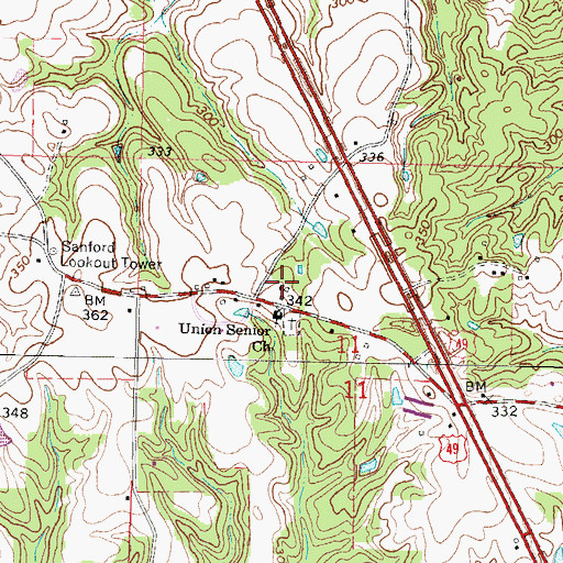 Topographic Map of Union Cemetery, MS