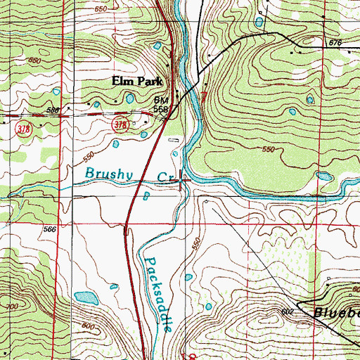Topographic Map of Brushy Creek, AR