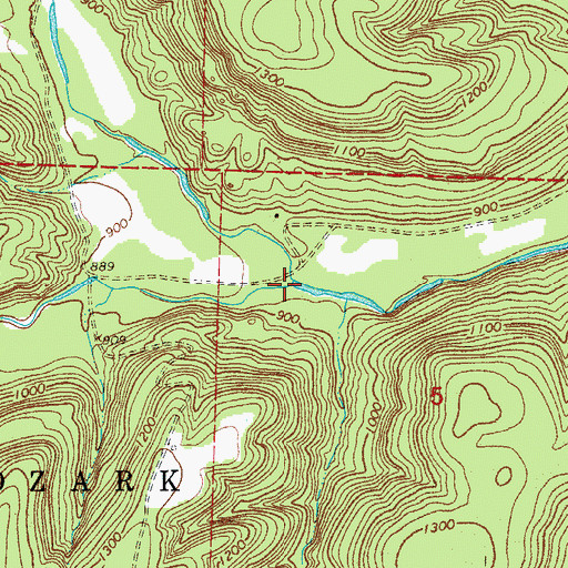 Topographic Map of Brushy Fork, AR