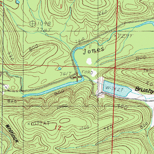 Topographic Map of Brushy Hollow, AR