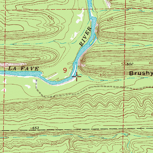Topographic Map of Brushy Hollow, AR