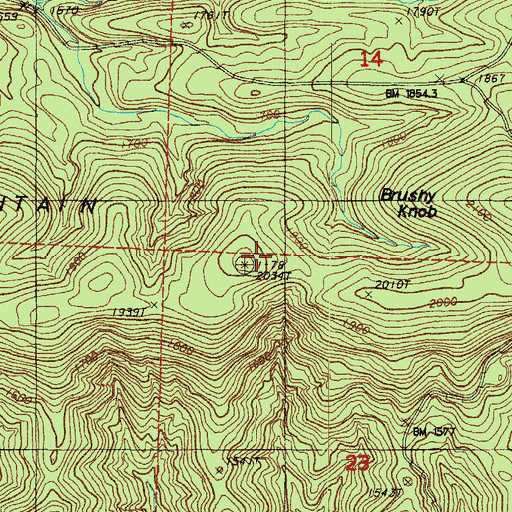 Topographic Map of Brushy Knob, AR